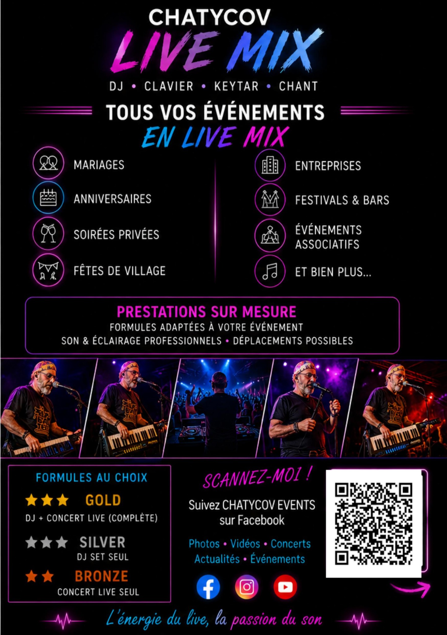Afficher les événements et formules du flyer Chatycov Events